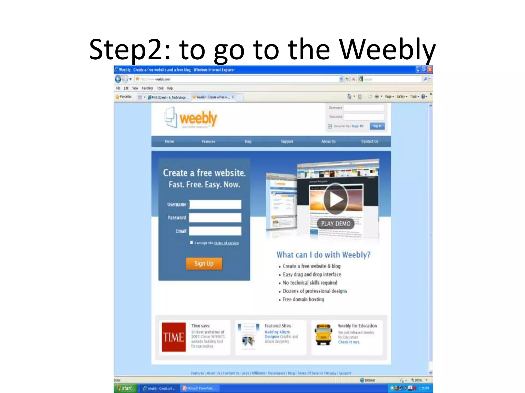 Step2: to go to the Weebly