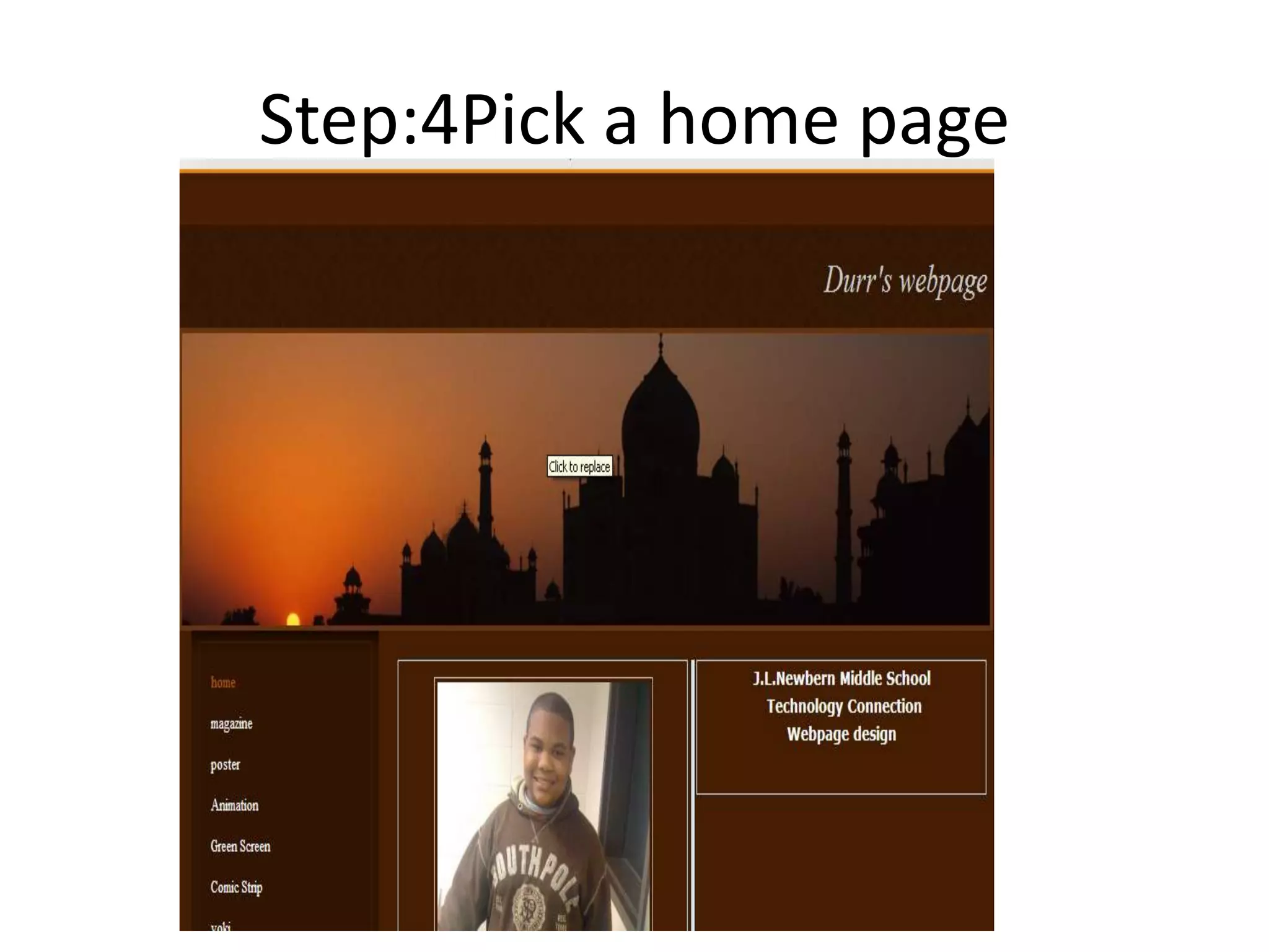 Step:4Pick a home page