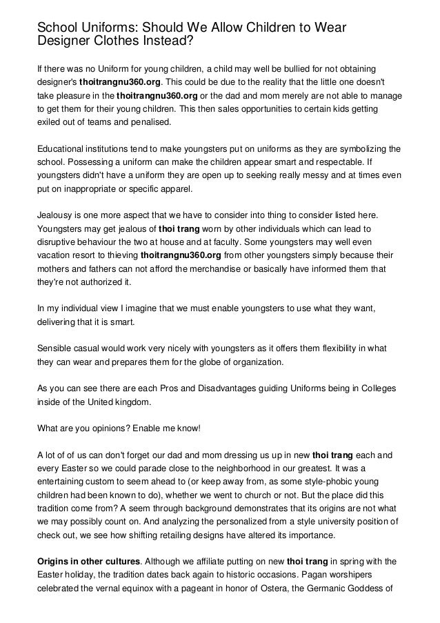 Persuasive essay on wearing school uniforms