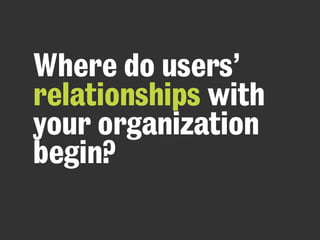 Where do users’
relationships with
your organization
begin?
 