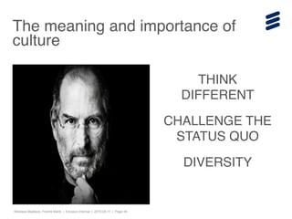 Nikolaos Mpatsios, Fredrik Mank | Ericsson Internal | 2015-05-11 | Page ‹#›
The meaning and importance of
culture
THINK
DI...