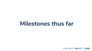 Milestones thus far
 