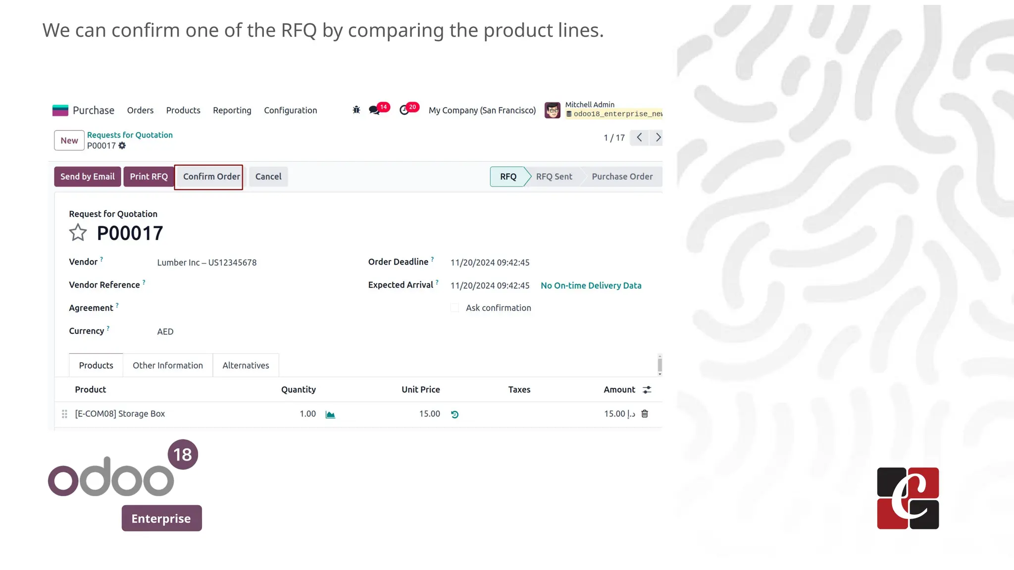 Enterprise
We can confirm one of the RFQ by comparing the product lines.
 