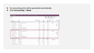❖ So accounting entry will be generated automatically.
❖ Goto Accounting > Sales
 