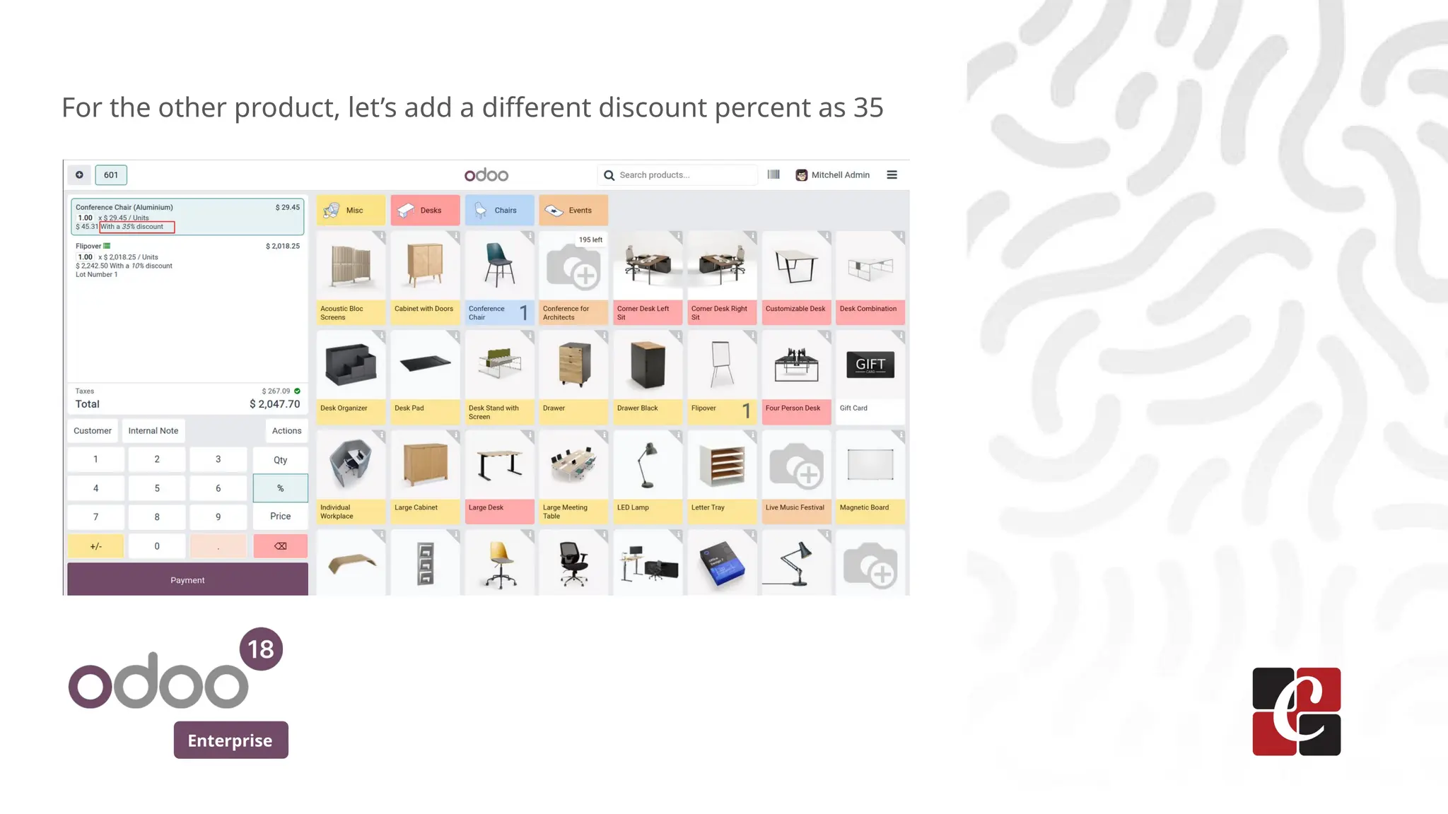Enterprise
For the other product, let’s add a different discount percent as 35
 