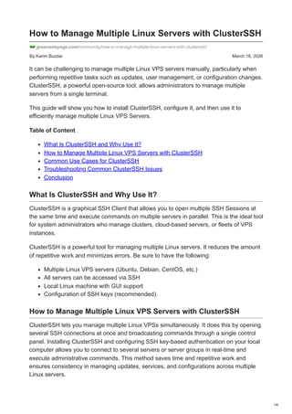 Multi Session On Linux Efficient Multi-Server Management with ClusterSSH on Linux VPS | PDF
