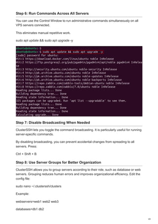 Efficient Multi-Server Management with ClusterSSH on Linux VPS | PDF