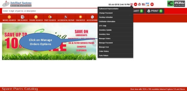 how to manage order in intelli catalogue system