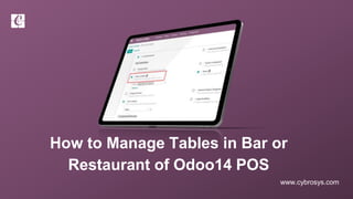 www.cybrosys.com
How to Manage Tables in Bar or
Restaurant of Odoo14 POS
 