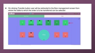 ❖ On clicking Transfer button user will be redirected to the floor management screen from
where the table to which the ord...