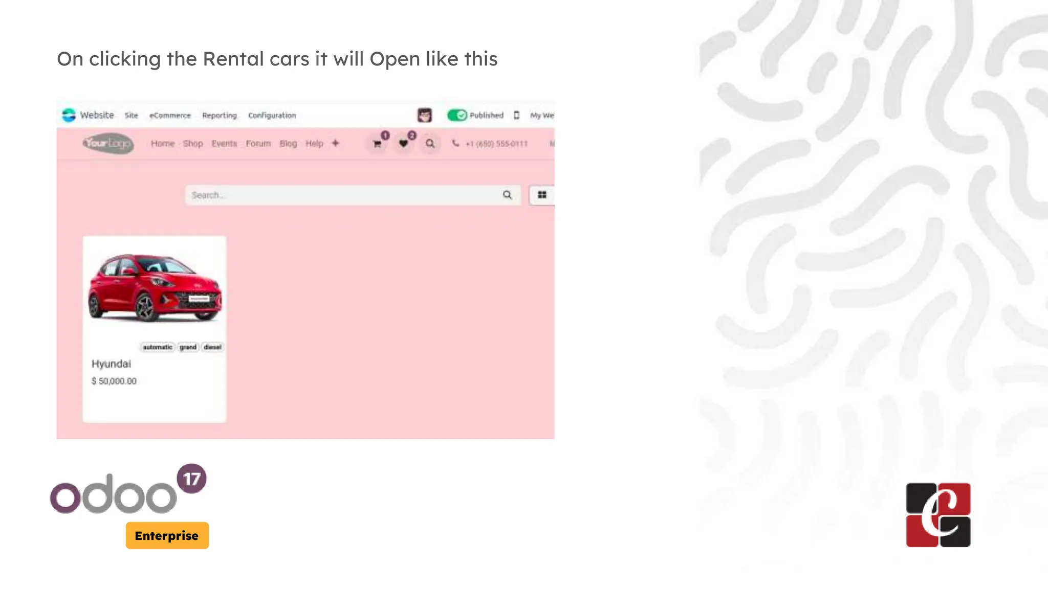 Enterprise
On clicking the Rental cars it will Open like this
 