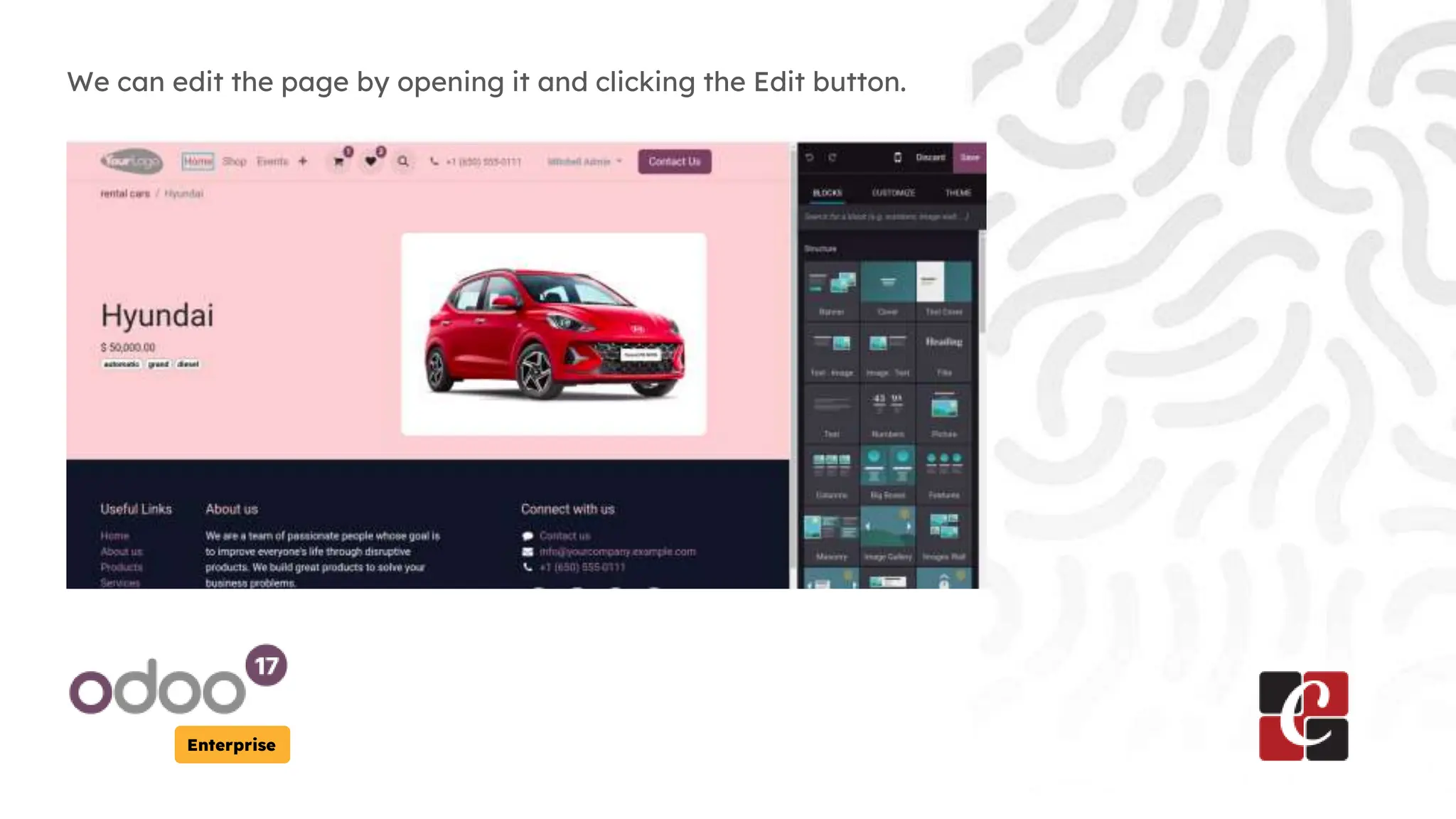 Enterprise
We can edit the page by opening it and clicking the Edit button.
 