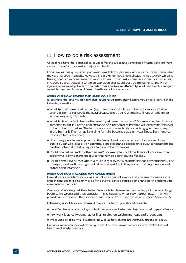 HOW TO MANAGE WORK HEALTH AND SAFETY RISKS Code of Practice