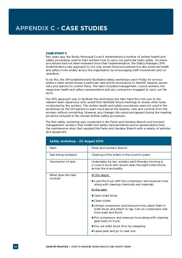 HOW TO MANAGE WORK HEALTH AND SAFETY RISKS Code of Practice