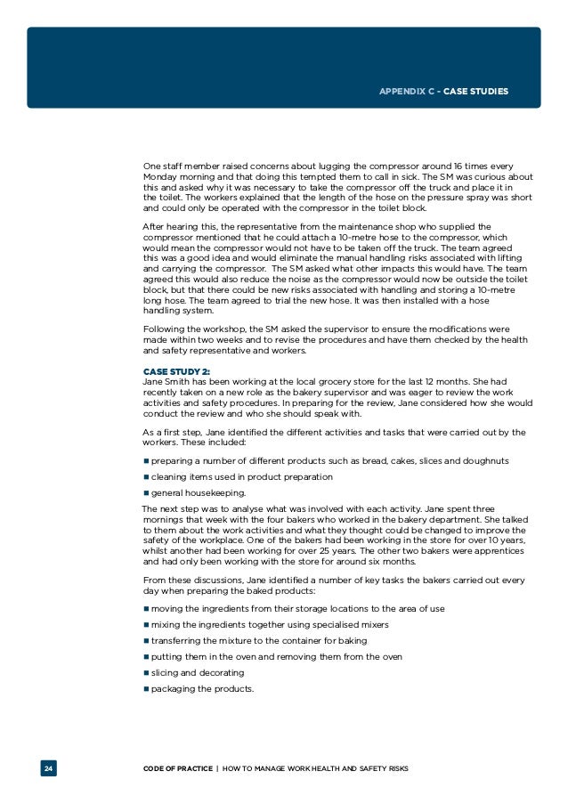 HOW TO MANAGE WORK HEALTH AND SAFETY RISKS Code of Practice