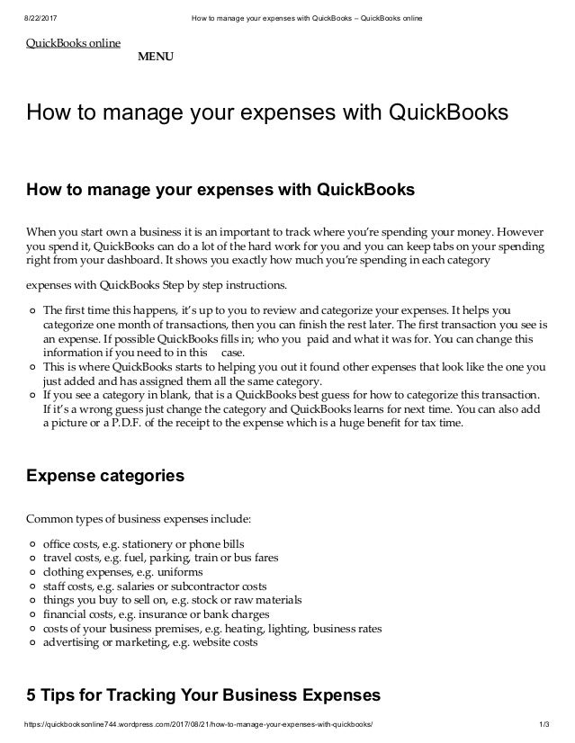 how to manage your expenses with quick books quickbooks online