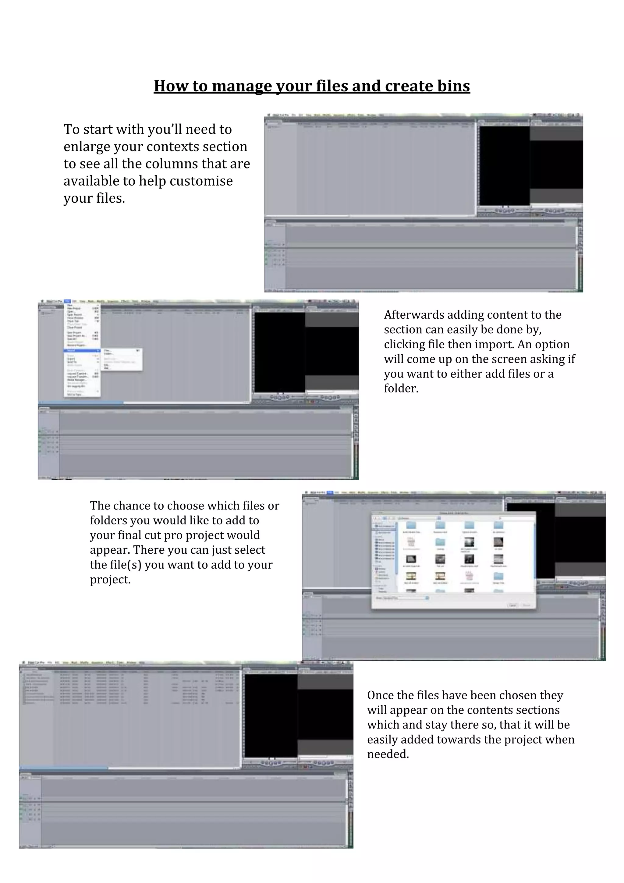 How to manage your files and create bins | PDF