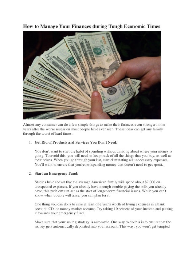 how to manage your finances during tough economic times keep track of money spent