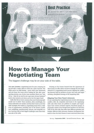 How to manage your negotiating team