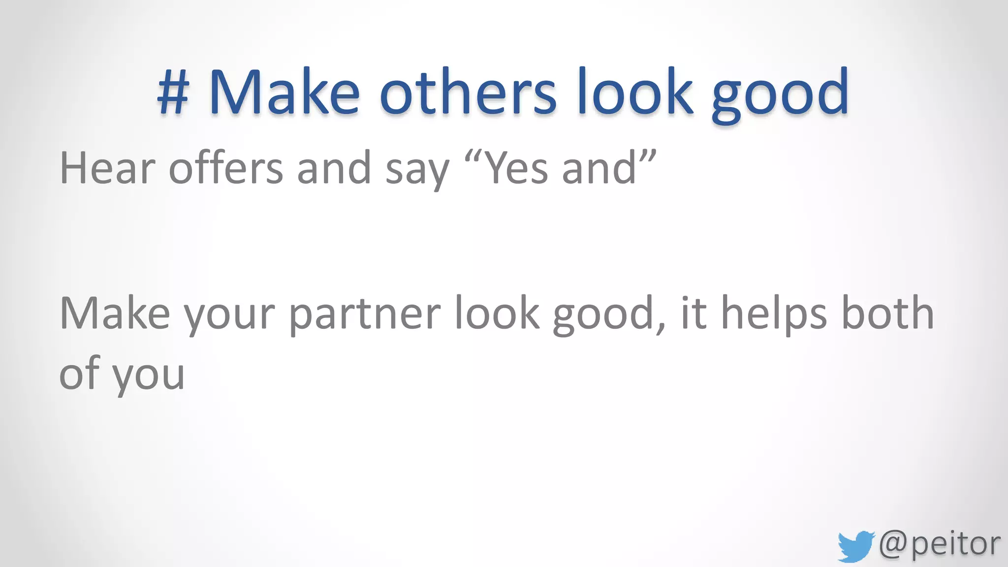 @peitor
What are you going to
remember to do from this
talk?
 