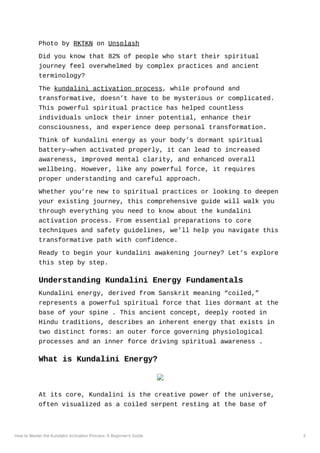 How to Master the Kundalini Activation Process: A Beginner’s Guide | PDF
