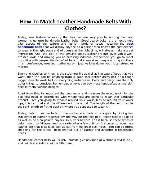 How to match leather handmade belts with clothes