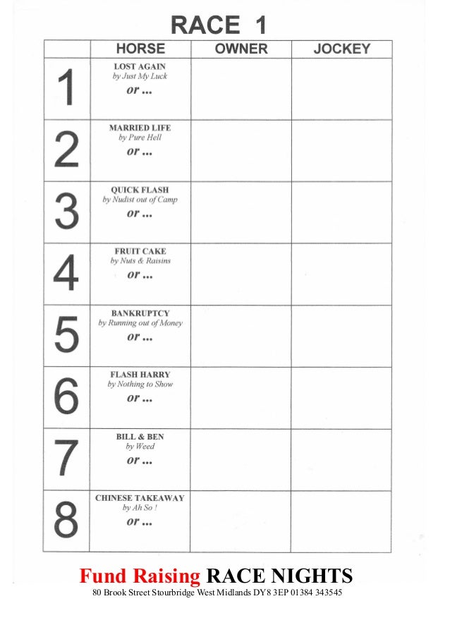 how to maximise the profit on a race night plus free forms