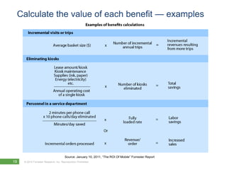 Calculate the value of each benefit — examplesSource: January 10, 2011, “The ROI Of Mobile” Forrester Report  