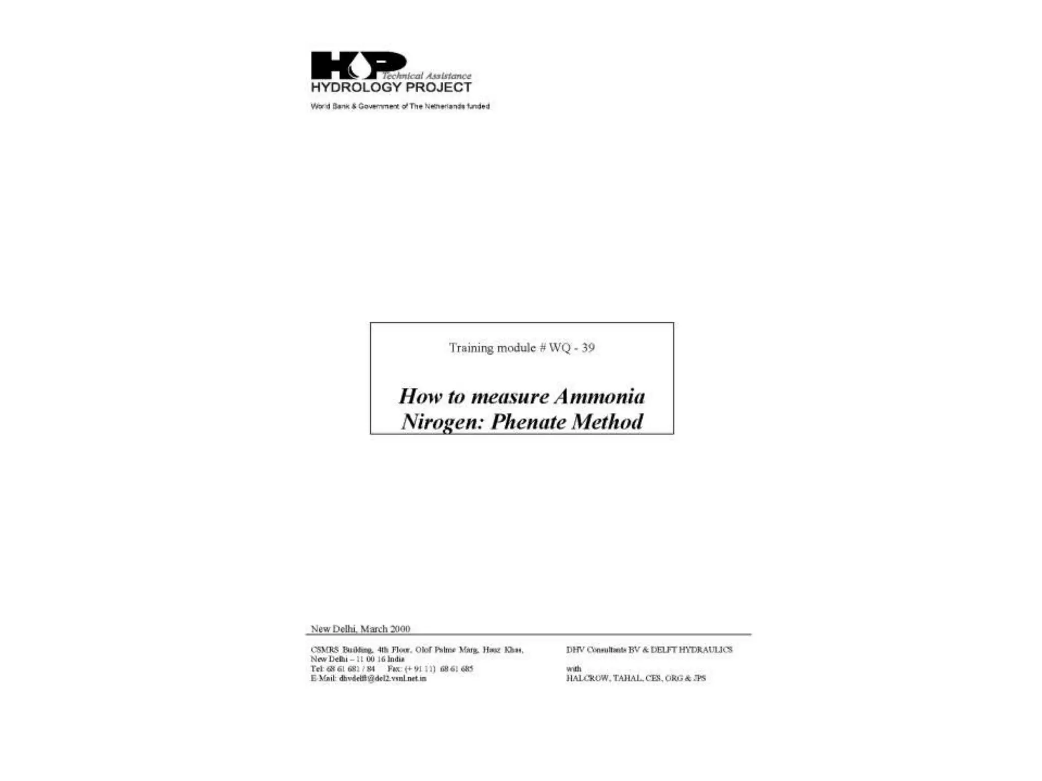 Ammonia Phenate Method Ammonia Phenate Method