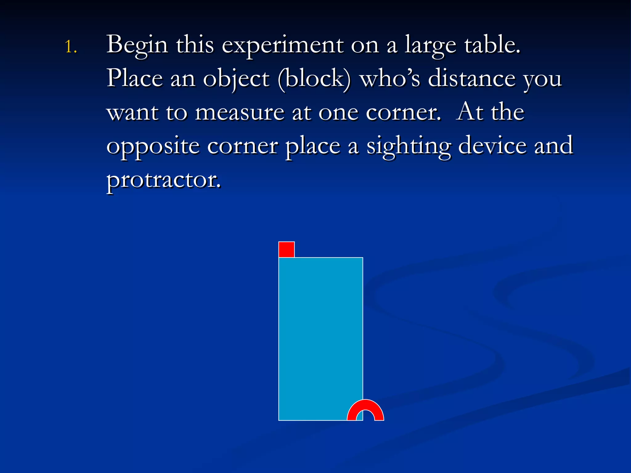 Equipment A flat area the size of a lab desk. 1 centimeter graph paper  http://206.110.20.132/~dhabecker/Math_Notes/graph_paper.pdf Protractor http://www.ossmann.com/protractor/ Metric ruler or tape measure http://www.vendian.org/mncharity/dir3/paper_rulers/ 