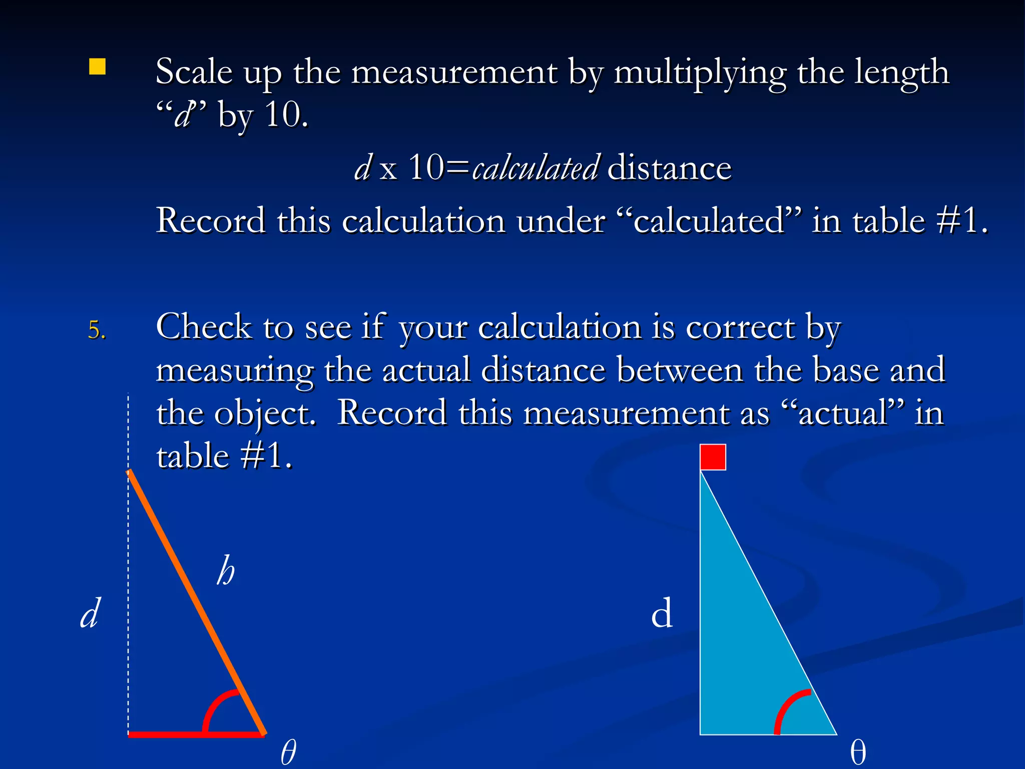 5. Extend side “h” until it intersects with side “d”. d θ h 