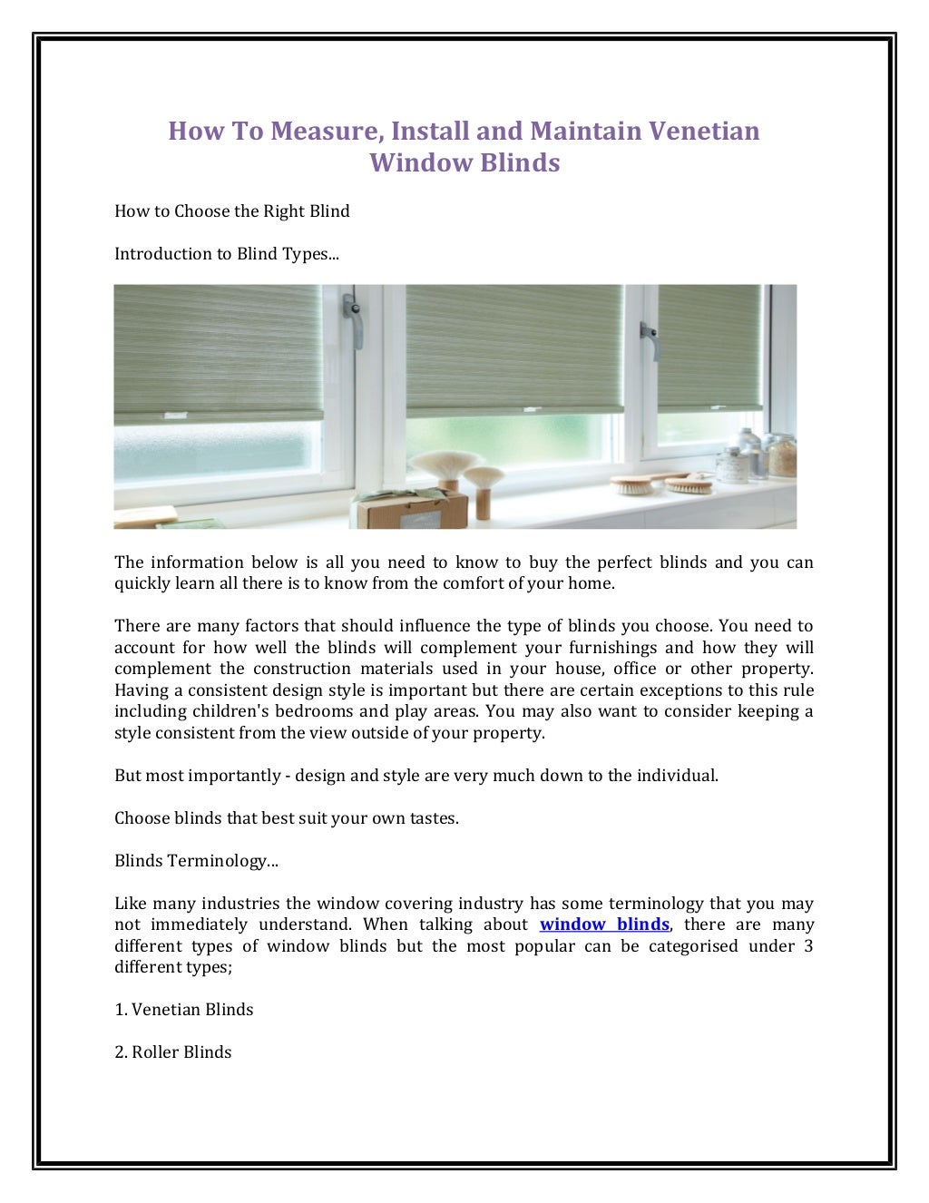 How to measure, install and maintain window blinds