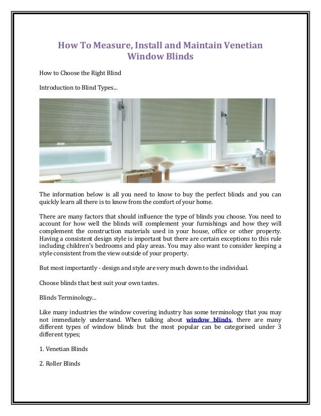 How to measure, install and maintain window blinds