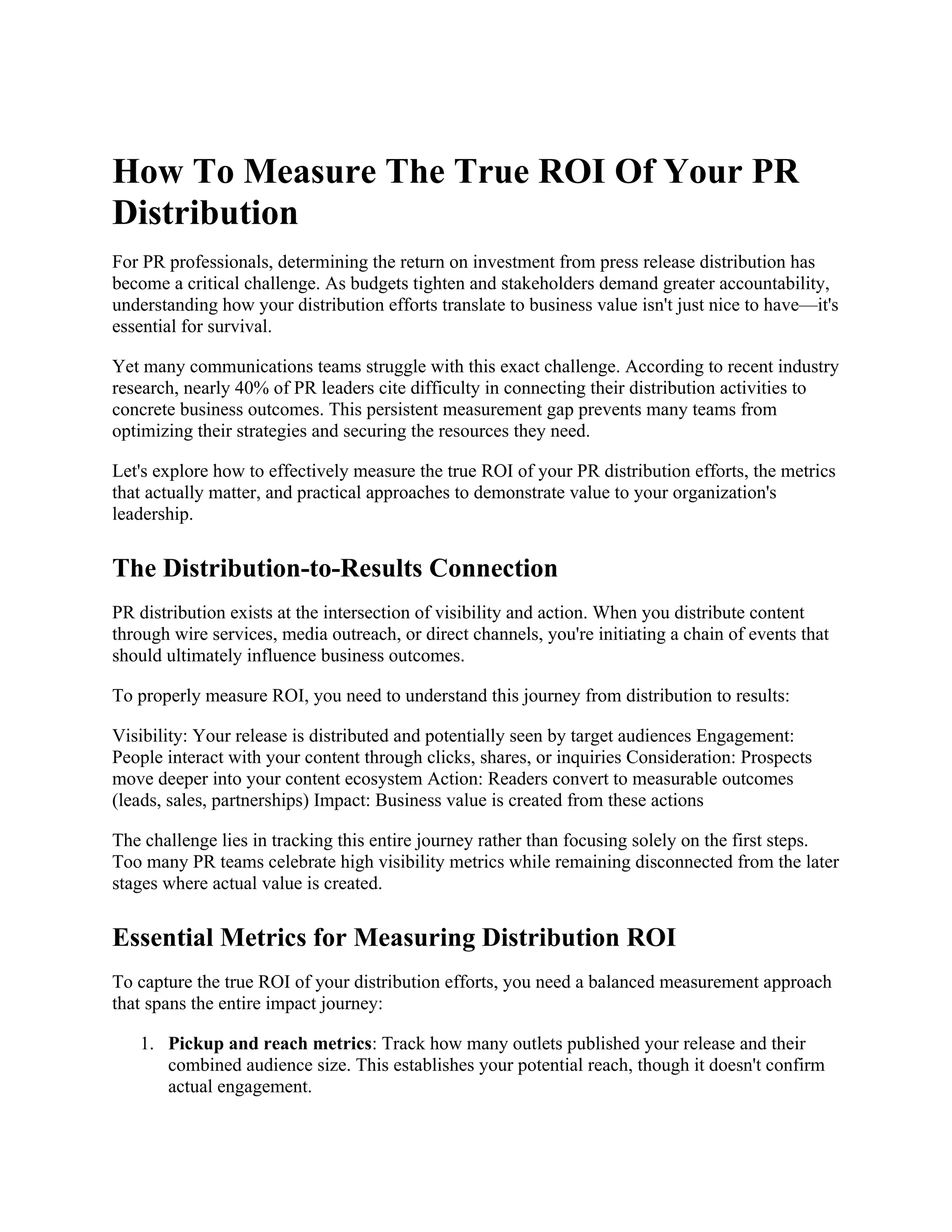 How To Measure The True ROI Of Your PR Distribution | DOCX