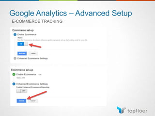 Google Analytics – Advanced Setup
E-COMMERCE TRACKING
 