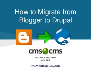 How to Migrate from
Blogger to Drupal
by CMS2CMS Team
June, 2013
www.cms2cms.com
 