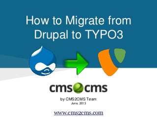 How to Migrate from
Drupal to TYPO3
by CMS2CMS Team
June, 2013
www.cms2cms.com
 