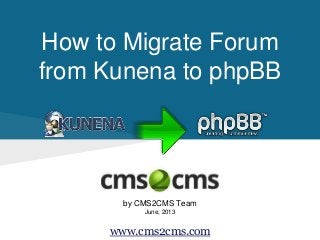 How to Migrate Forum
from Kunena to phpBB
by CMS2CMS Team
June, 2013
www.cms2cms.com
 