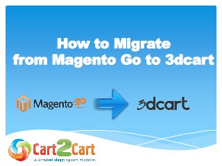 How to Migrate
from Magento Go to 3dcart
 