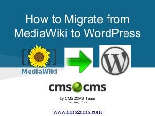 How to Migrate from
MediaWiki to WordPress

by CMS2CMS Team
October, 2013

www.cms2cms.com

 