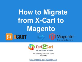 How to Migrate
from CS-Cart to
Magento
Prepared by Cart2Cart Team
July, 2013
www.shopping-cart-migration.com
 