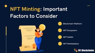 NFT Minting: Important
Factors to Consider
Blockchain Platform
NFT Ecosystem
NFT Wallet
NFT Marketplace
 