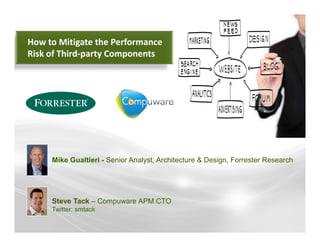 ,    D                    W
Z    d                




    Mike Gualtieri - Senior Analyst, Architecture  Design, Forrester Research




    Steve Tack – Compuware APM CTO
    Twitter: smtack
 