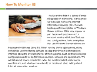 How to Monitor IIS | PPT
