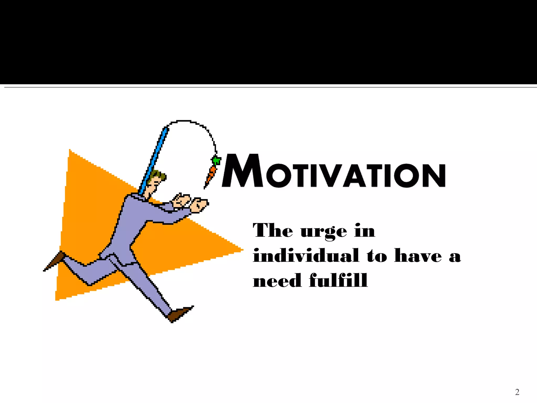 The urge in
individual to have a
need fulfill




                       2
 