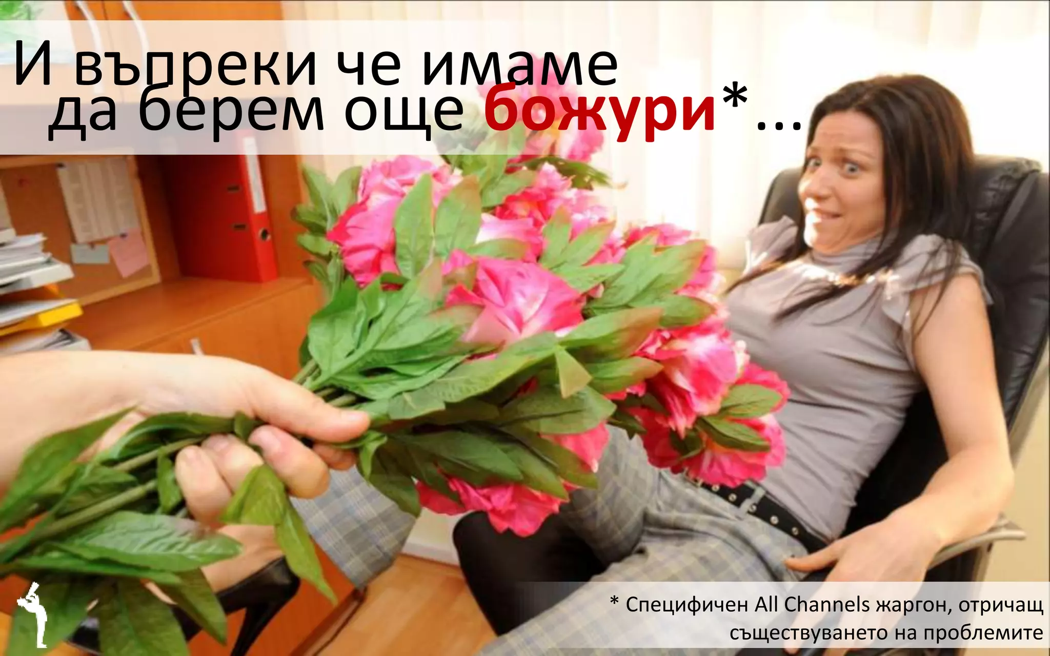 И въпреки че имаме
* Специфичен All Channels жаргон, отричащ
съществуването на проблемите
да берем още божури*...
 