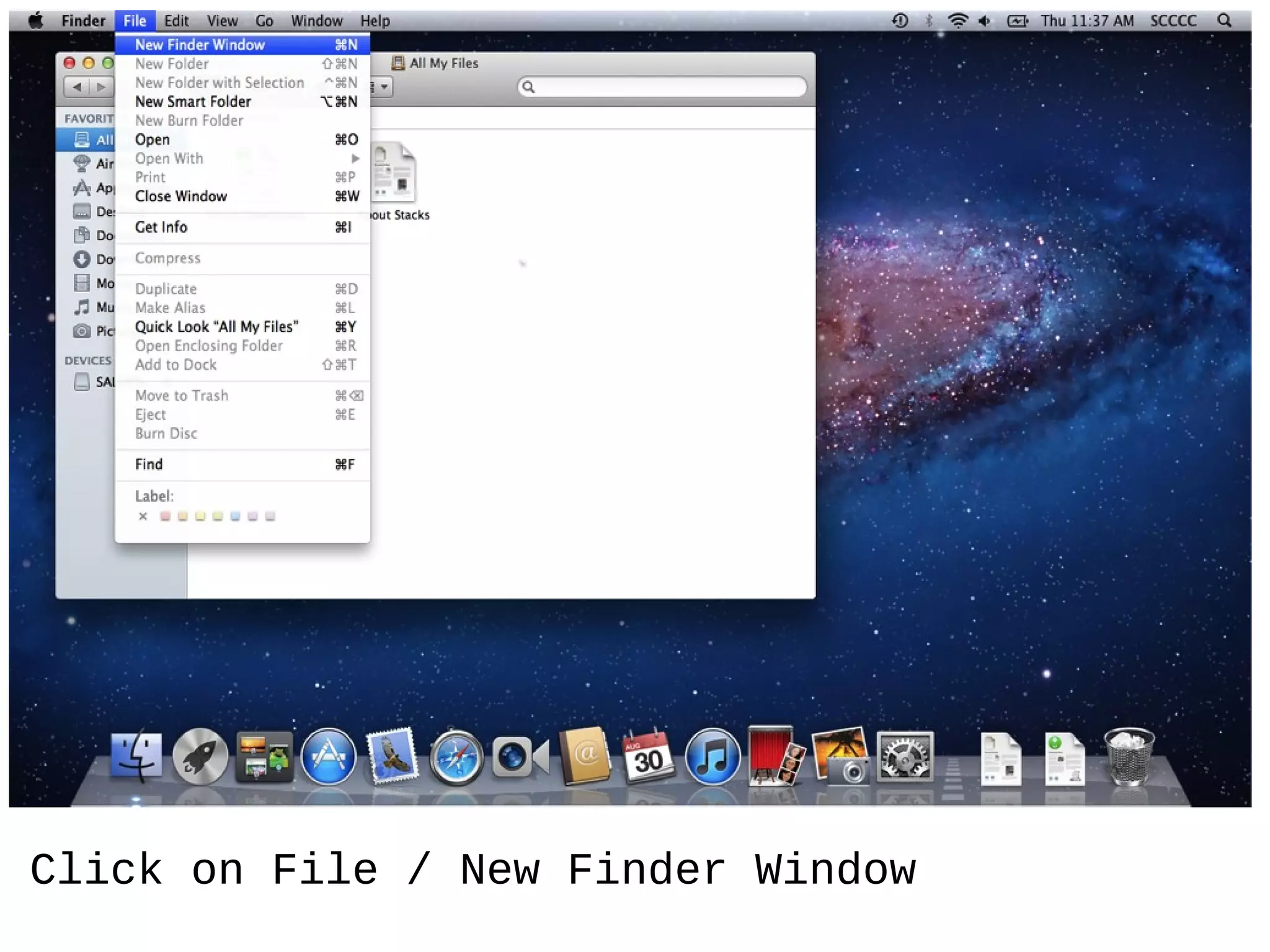 Click on File / New Finder Window