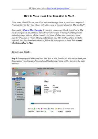 How to move ibook files from ipad to mac
