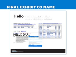 FINAL EXHIBIT CO NAME
Hello Name in Combination Live Class 35 Goods & Services
(hello)[COMB] AND (live)[LD] AND (035)[IC] AND (exhibit)[GS] 2 Records
(hello)[COMB] AND (live)[LD] AND (035)[IC] AND (events)[GS] 15 Records
Building Brands on Purpose
 