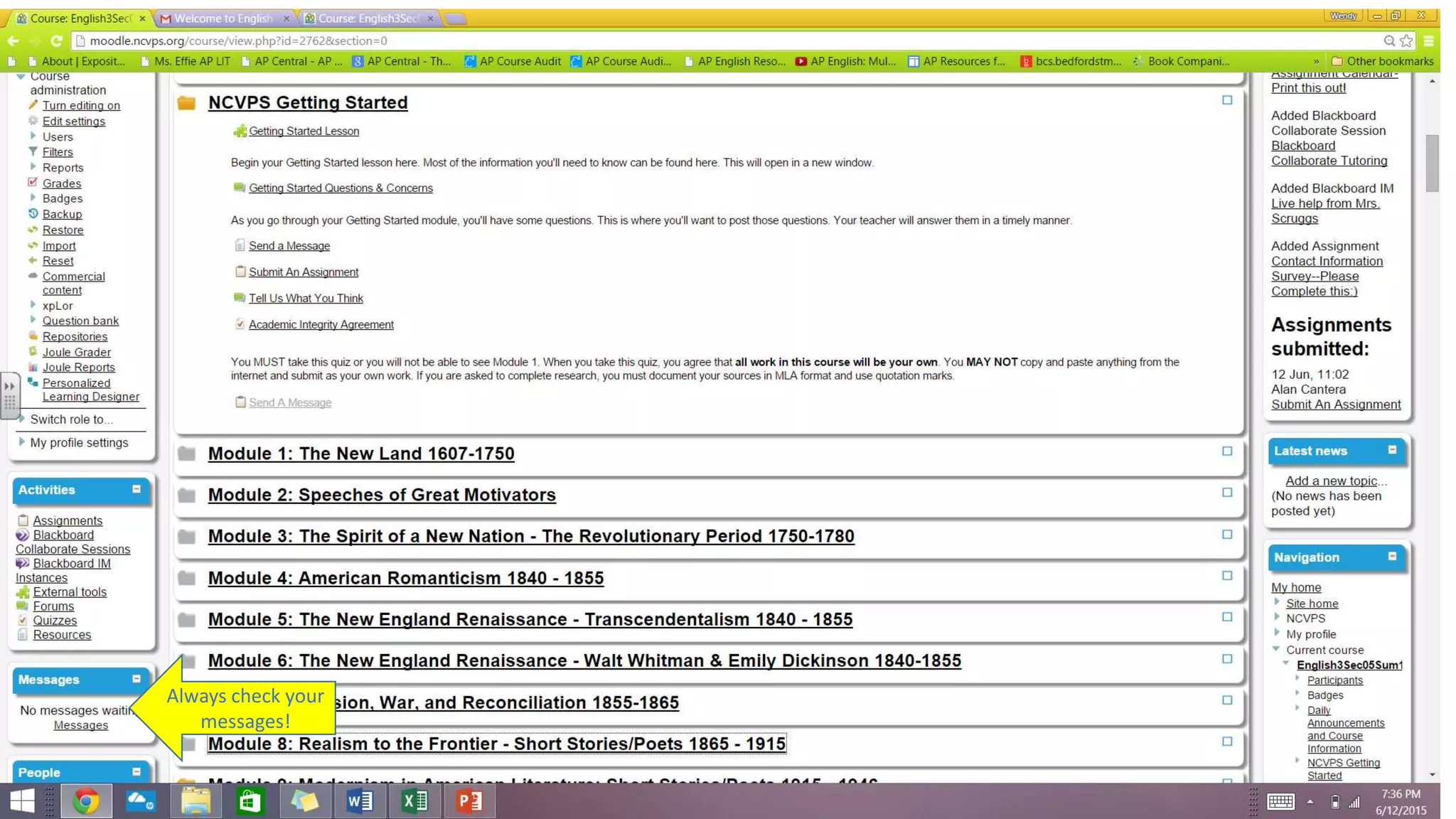 Always check your
messages!